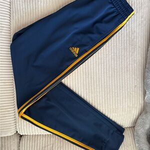 Adidas Navy Track Pants with Yellow Trim